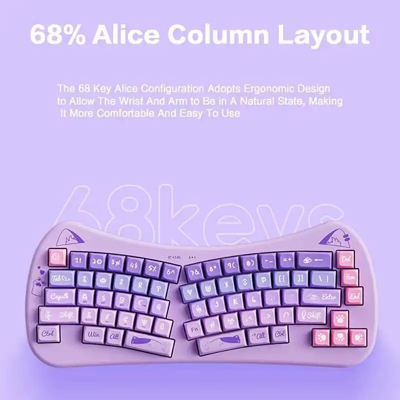 Ergonomic Alice Mechanical Keyboard Custom Gaming Mechanical Keyboard 2.4G Wireless Keyboard Bluetooth Mechanical Keyboard