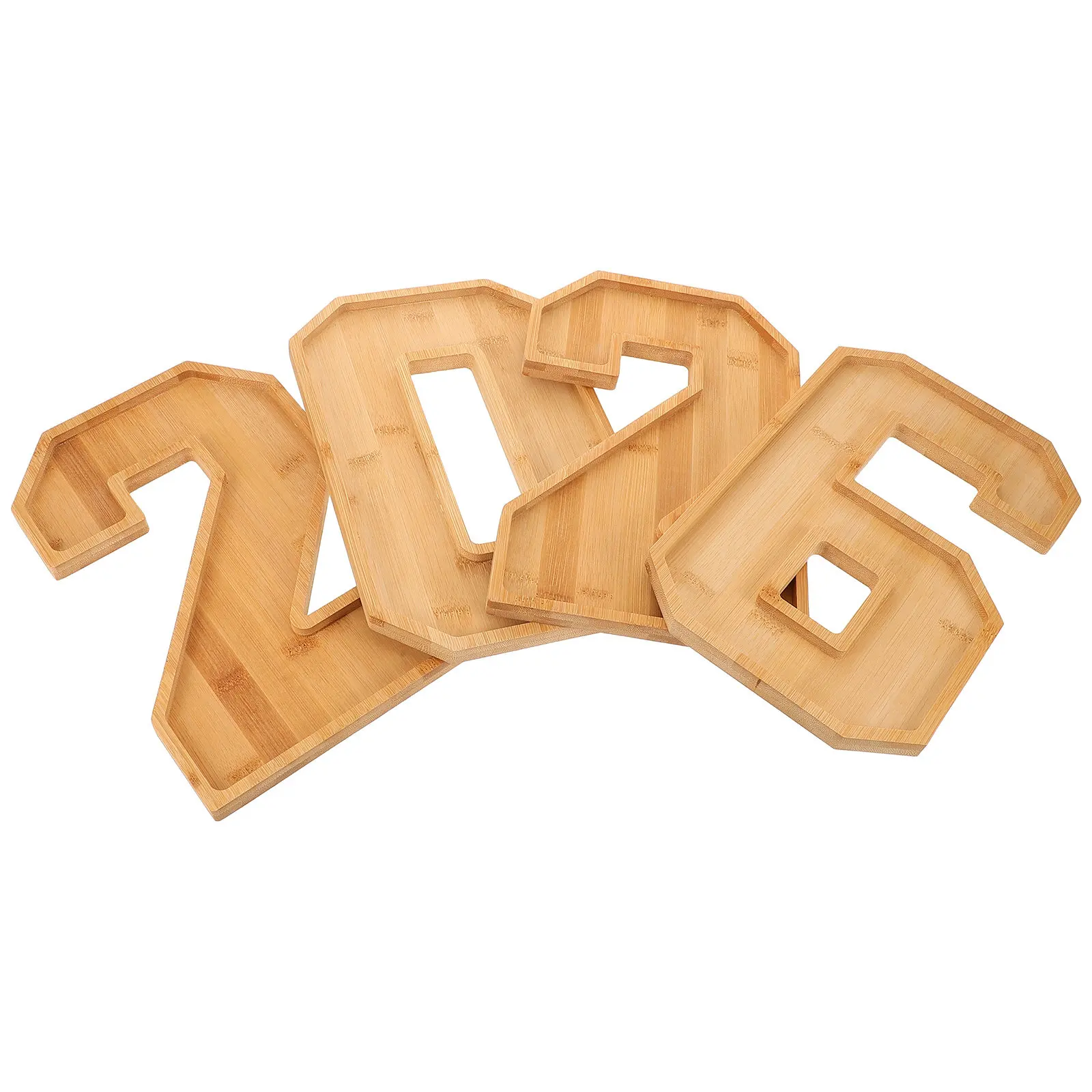 1Set Fruit Cheese Charcuterie Board Rustic Wooden 2026 Number Shape Divided Appetizer Serving Tray Party Graduation Snack