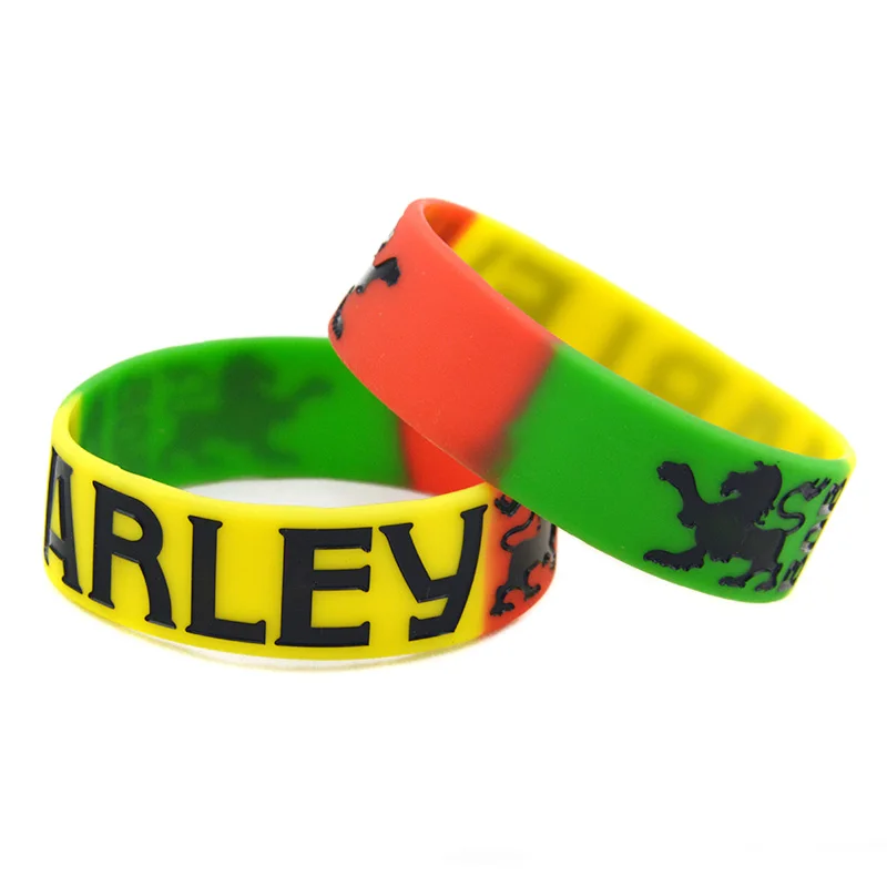 1 PC Bob Marley Silicone Bracelet 1 Inch Wide Wristbands Subsection Color Bangle