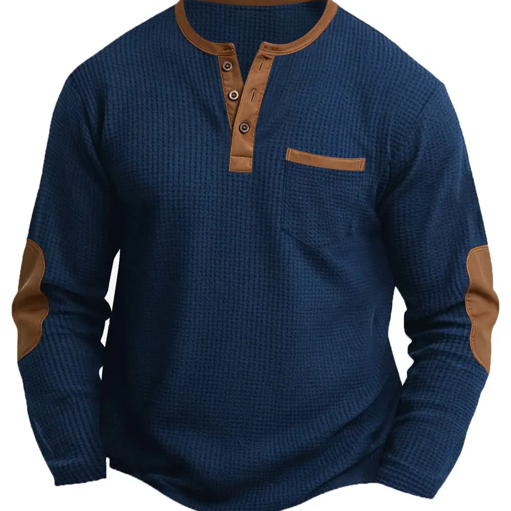 Stylish Mens Fake Two Piece T Shirt V Neck Long Sleeve Pullover Casual Slim Fit Tops Solid Color Breathable Trendy Base Layer