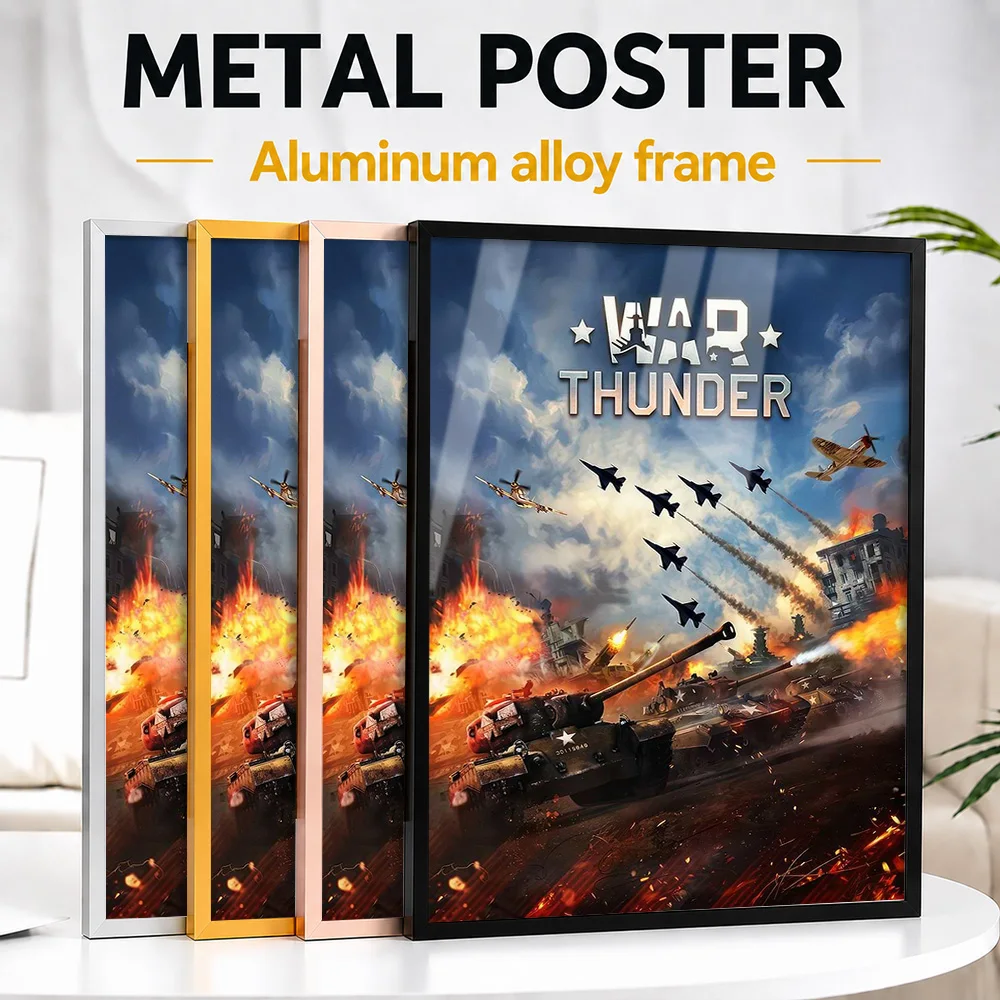 War Thunder Aerial Battle Framed Metal Poster Personalized Photo Modern Battlefield Style Wall Art For Man Cave Collector Gift