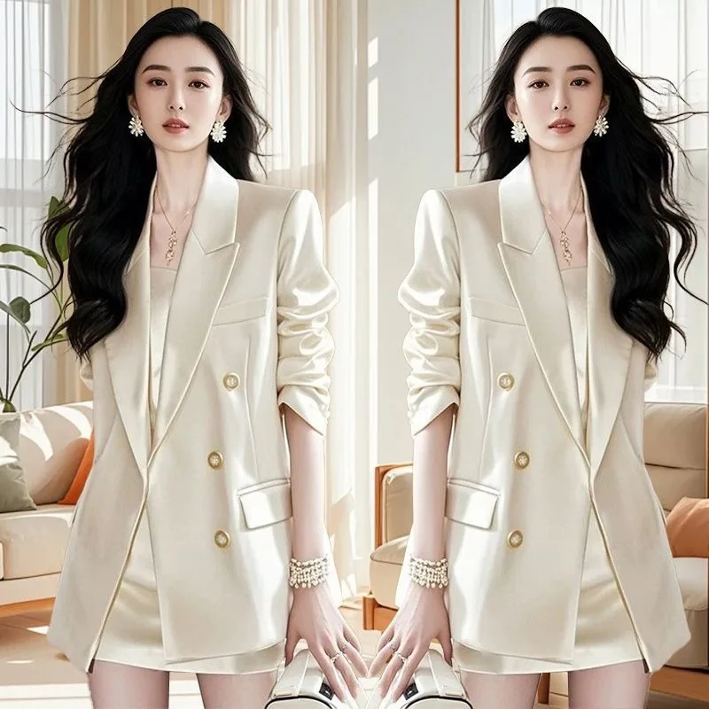 Early Spring Korean Wear with High-grade Professional Suit New Fragrant Suit Jacket Halter Skirt Two-piece Set  Women Clothing