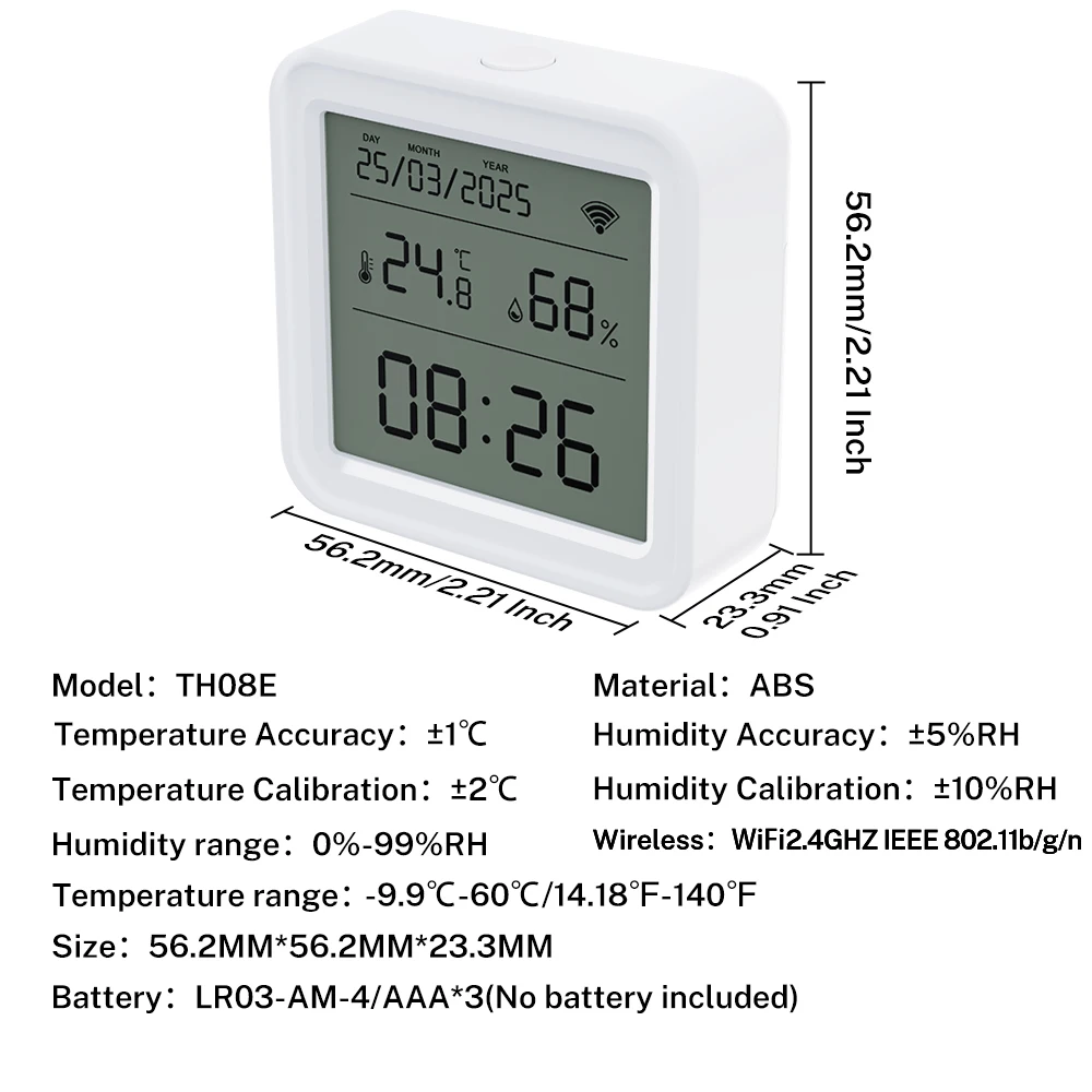 New Tuya WIFI Temperature Humidity Sensor Hygrometer Thermometer Smart Home Backlight Support SmartLife Alexa Google Assistant