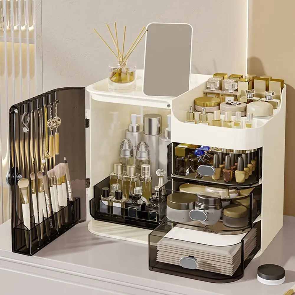

Plastic Makeup Storage Box Large Capacity Dustproof Sundries Container Waterproof with Drawers Cosmetic Jewelry Box for Home