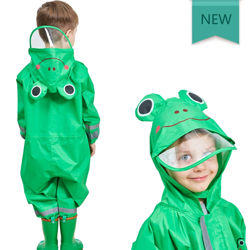 1-10 Years Old Kids Blue Koala Raincoat Outdoor Jumpsuits Waterproof Rainwear Baby Boy Girl Raincoat And Rain Pants Suit