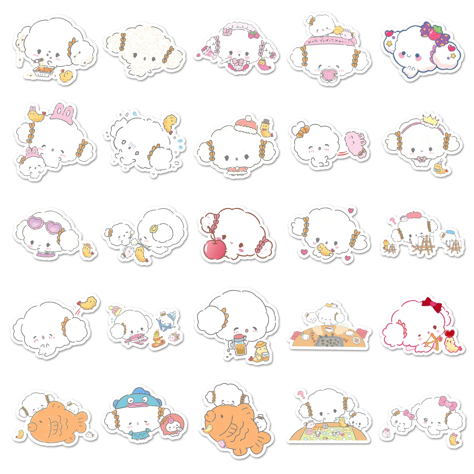 51 peças de farinha de trigo elfo desenho animado Sanrio COGIMYUN fofo HD adesivo decorativo à prova d'água pequeno Mochi