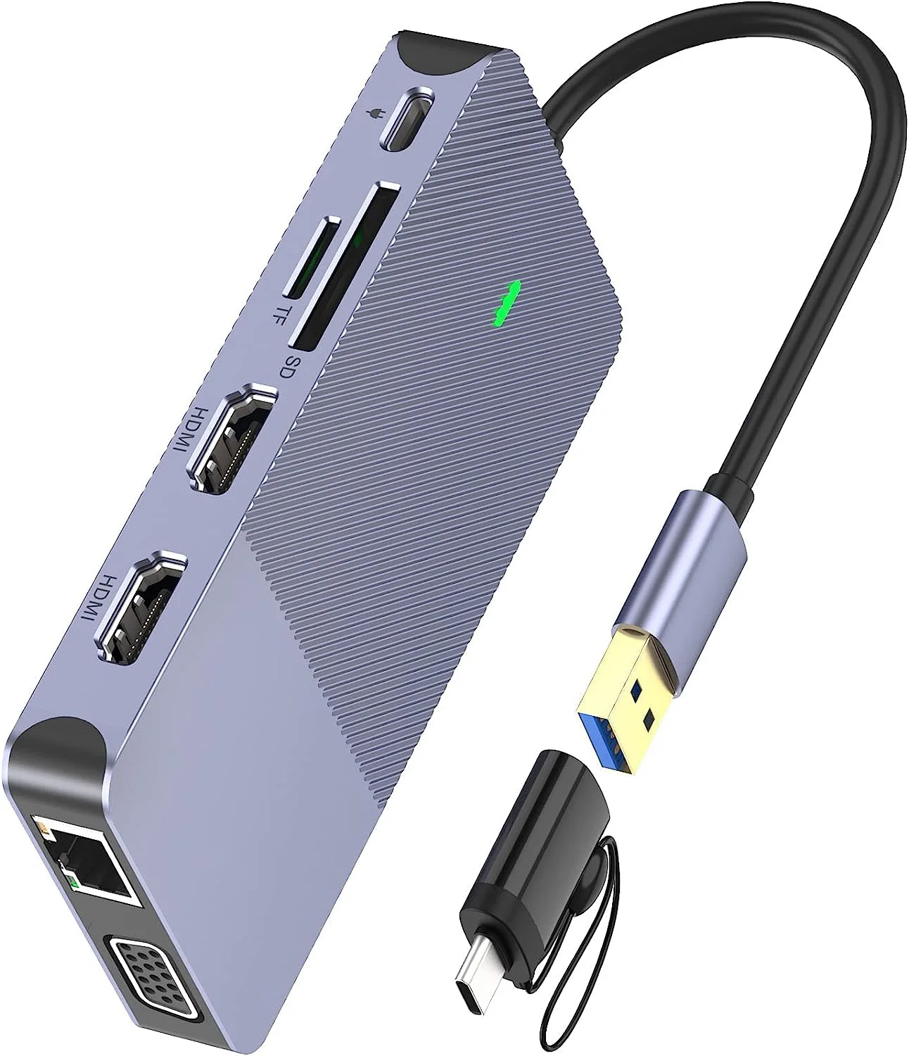

Docking Station 11 in 1 Type C Hub Triple Display Dual HDMI USB 3.0 VGA Adapter Compatible with MacBook USB Dock-Grey