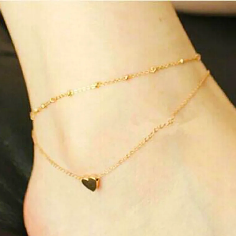Aihua Neue Mode Einfache Herz Weibliche Fußkettchen Fuß Schmuck Bein Neue Fußkettchen Auf Fuß Ankle Armbänder Für Frauen Bein Kette Geschenke – Detail 2