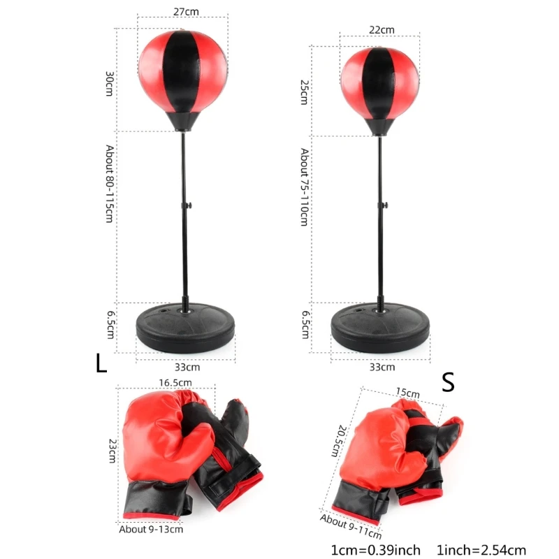 Kids Freestanding Boxing Set Portable Adjustable with Boxing Gloves & Fillable Base for Homes, Gym & Office