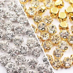 3D Claw Sewing Rhinestones Gold Base Flatback Crystals Glass Strass Garment Dress Beads Non Hotfix Rhinestones For Clothes Gems