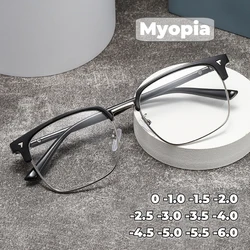 High-definition Eye Protection Glasses Retro Metal Half-frame Myopia Glasses Male Simple Anti-blue Light Near Sight Eyewear