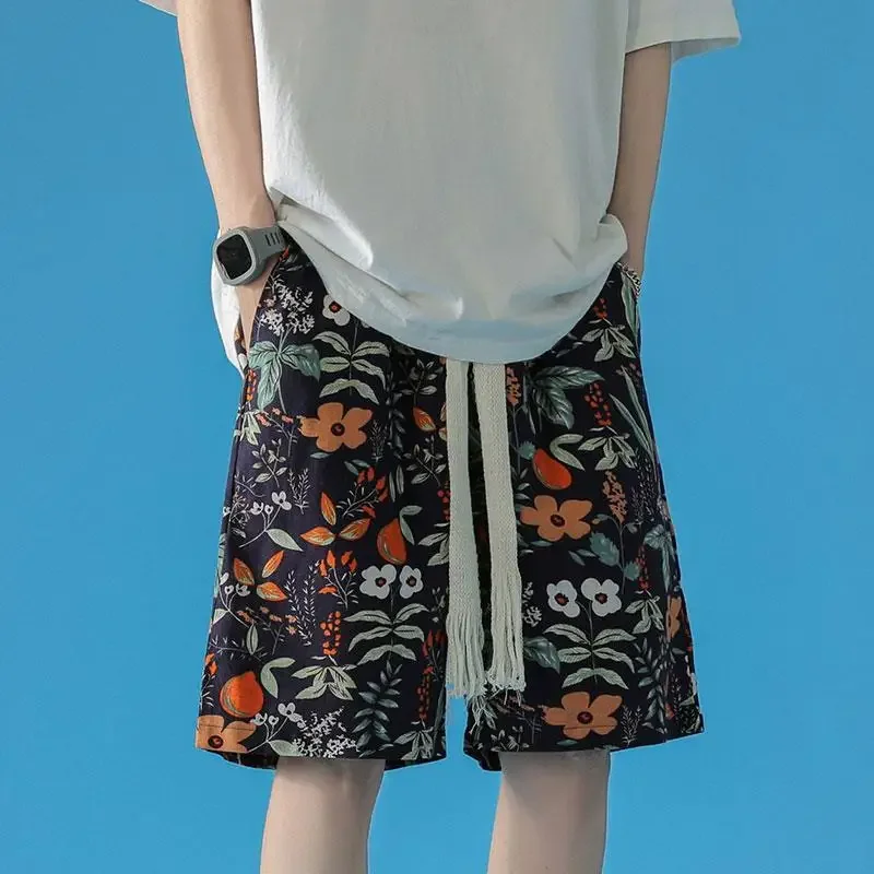 

Мужские короткие брюки на шнурке, мешковатые с карманами, свободные пляжные широкие мужские шорты, тонкие корейские стильные маленькие размеры, новинка Xxl