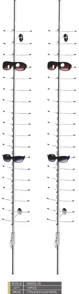 

LOC-C-18PC-160CM Aluminium alloy Wall Mounted Sunglasses lens Display Rack
