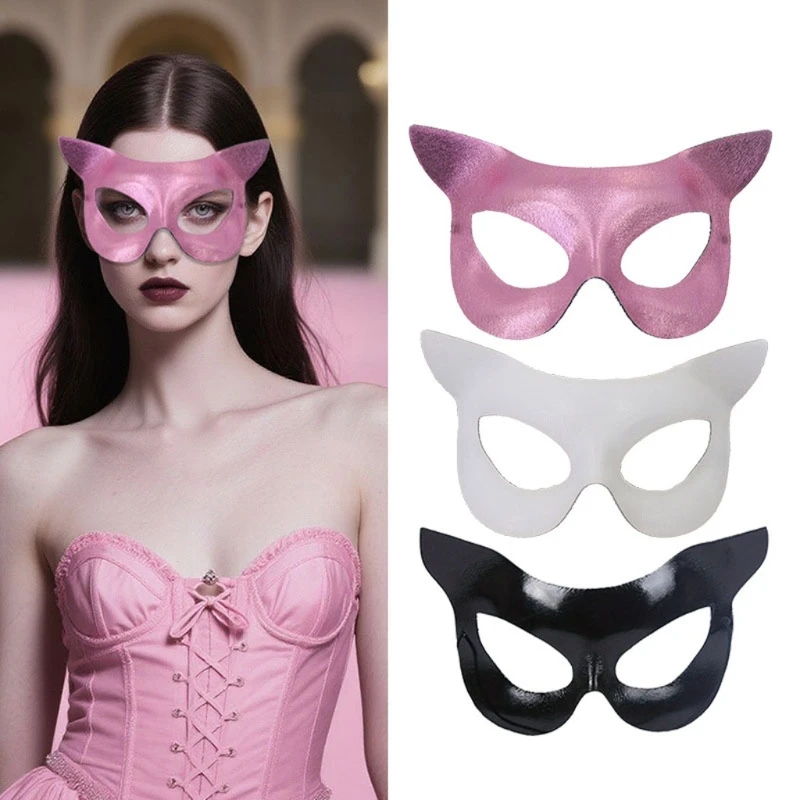 E15F Friendly Plastic Feline Mask Safe Cosplay Event Essential Halloween Celebrations
