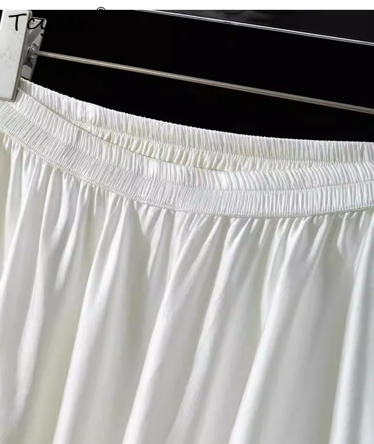 Tcyeek 21Mm 92% Mulberry Silk White Skirt Woman Clothes Fashion Summer Skirt Elegant Skirts for Women Loose Fit Юбка Женская