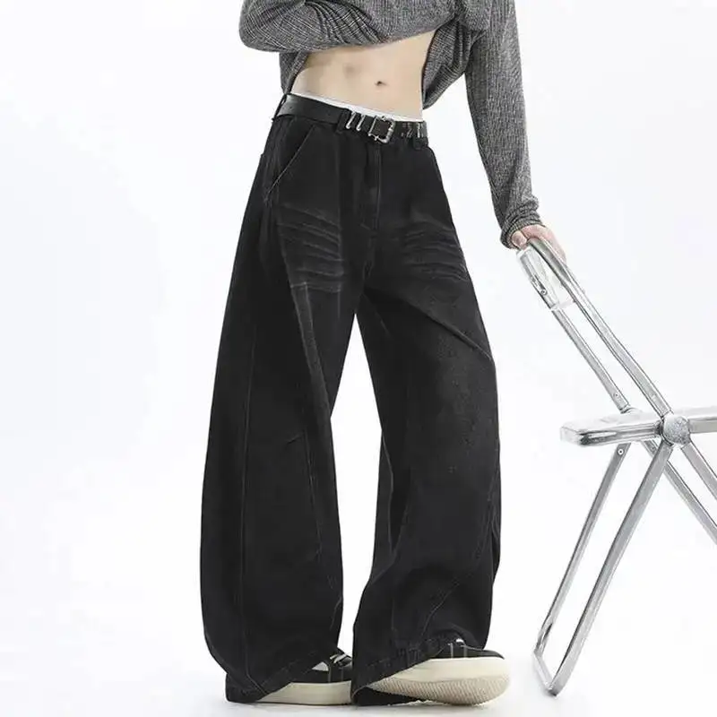 LUZHEN Denim 2026 Washed New Gradient Fashion Straight Vintage Style Pants Men Original High Quality Wide Leg Male Jeans JY8037