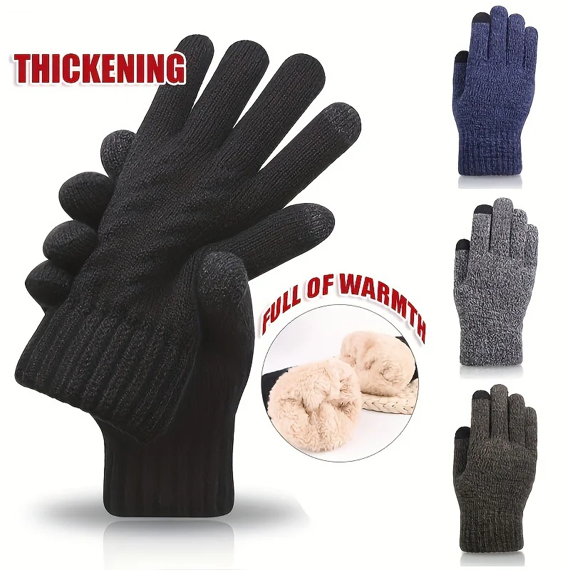 1pc Fashion Knitted Gloves, Top Choice For Warmth In Cycling And Outdoor Sports, Double-Layer Wrist Cuff Design