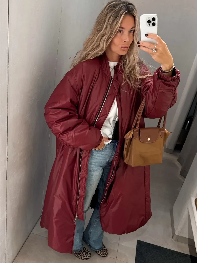 Lady Black Oversized Windbreaker Jacket Zip Up Drawstring Pockets Chain Loose Coat Fall Winter Daily Streetwear Travel New Wear