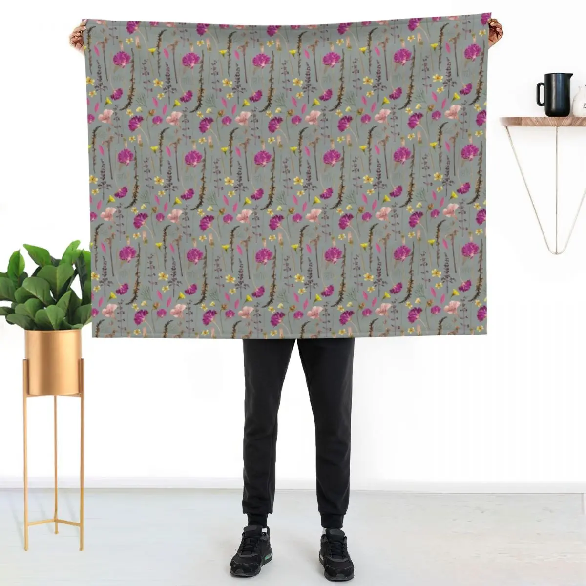 

21001 E Pressed Flowers Throw Blanket Air Conditioner Soft Blanket for Office Home