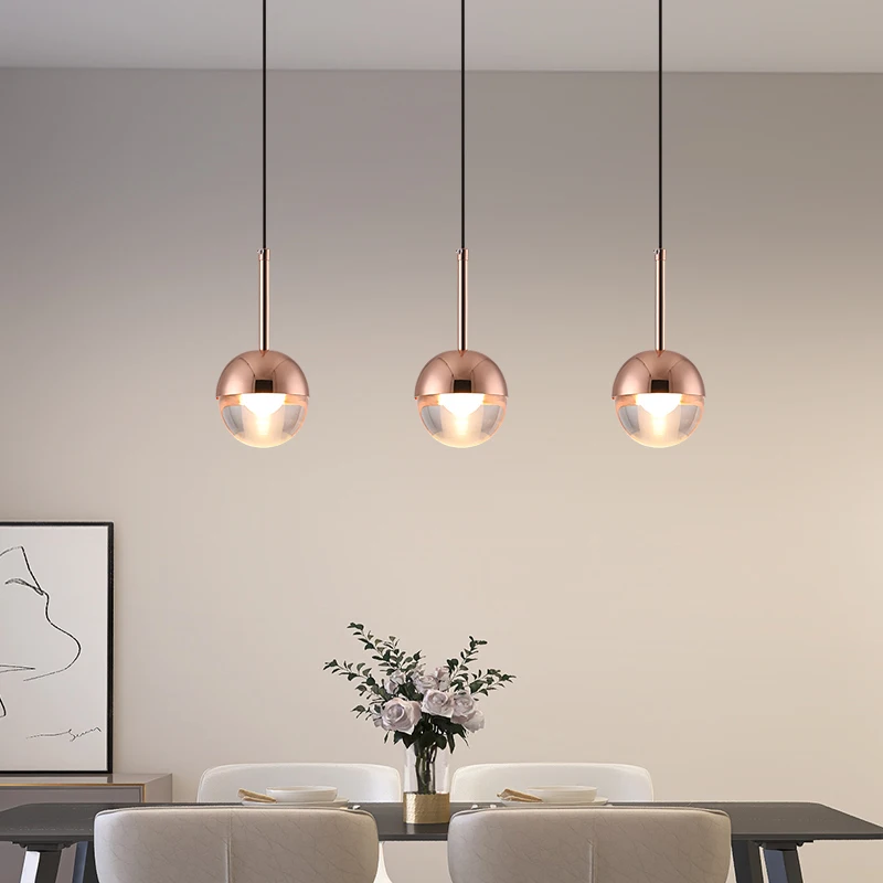 Nordic Rose Gold crystal Ball Pendant Light Personality Design Loft Aisle Bar Living Room Bedside Suspension Light Fixtures