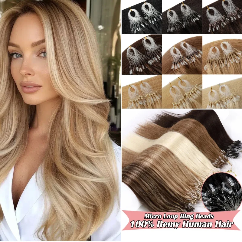human-remy-hair-micro-loop-extensions-100-strands-14inch-613-60-quick-apply-for-party-glam-look-wholesale-dropship