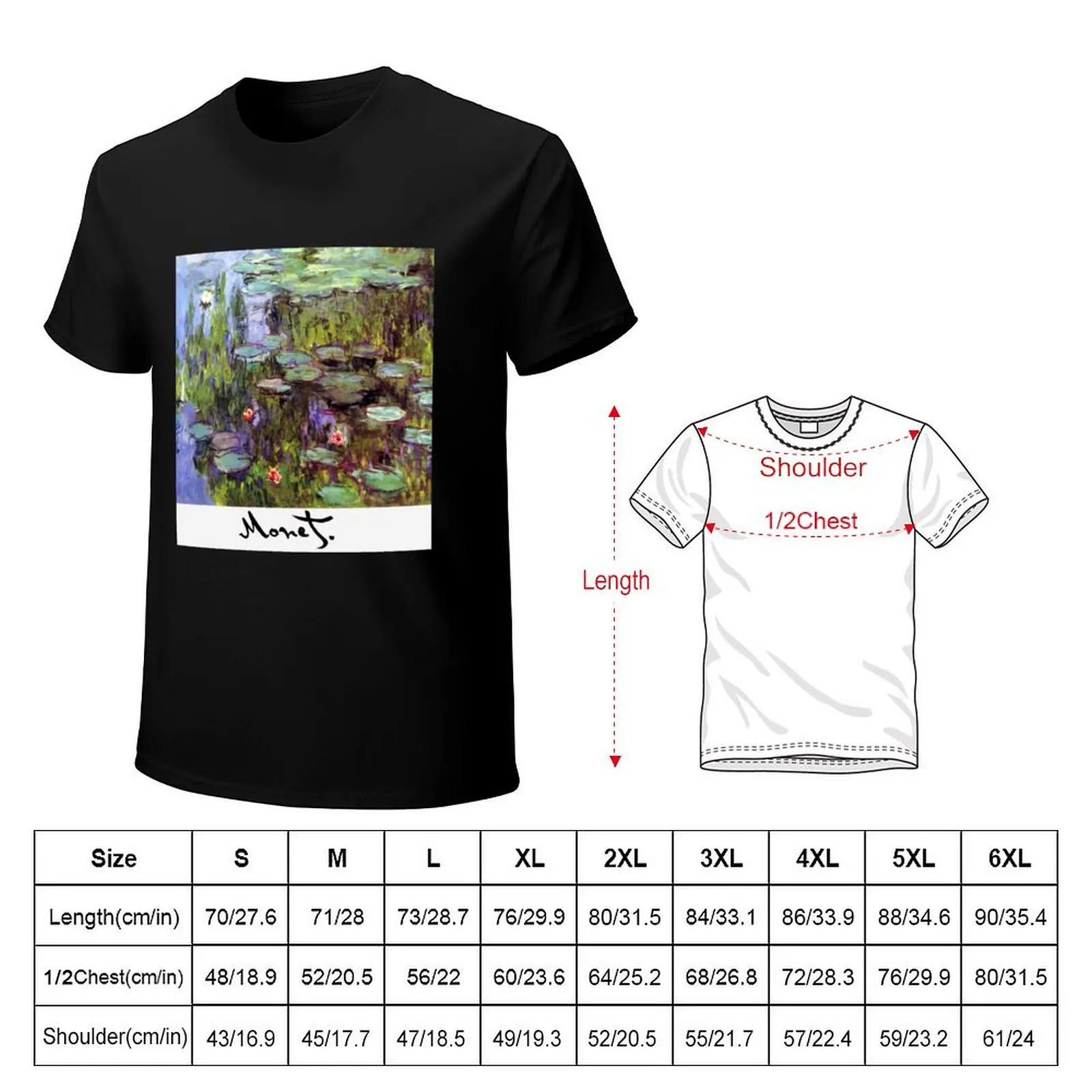 Monet - Waterlilies (Nympheas) T-Shirt Summer Print Short Sleeve Tee