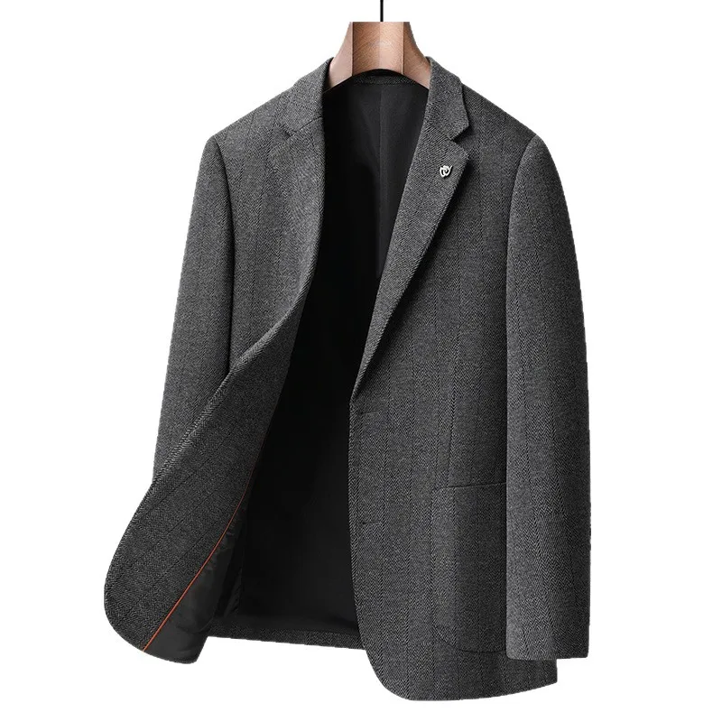 Autumn Men Blazers Suit Single-breasted Two-button Blended Casual Suits Male Jacket Outerwear Tops XXXXL