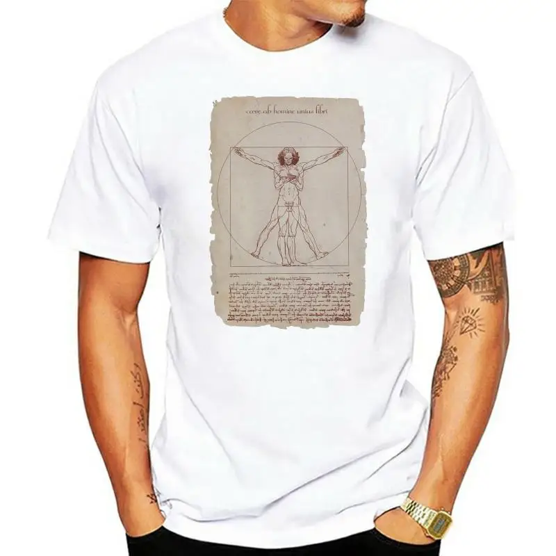 Vitruvian Man - Leonardo da Vinci Smartphone Design T Shirt Cheap wholesale tees,2022 fashion t shirt 100% Cotton Classic tee