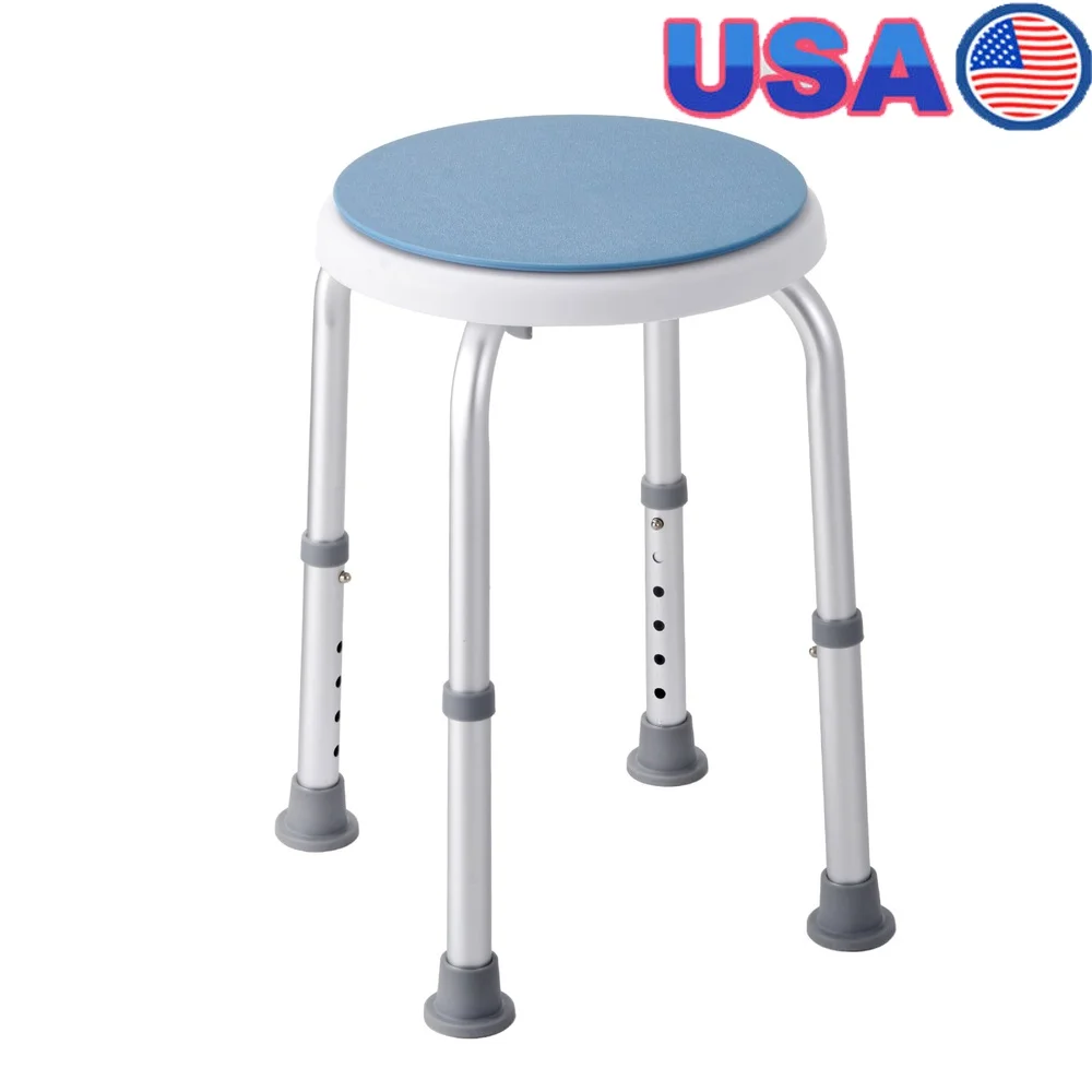 

360 Degree Rotating Shower Chair Height Adjustable Anti Slip Stool Seniors Disabled Easy Assembly Bathtub Safety Support