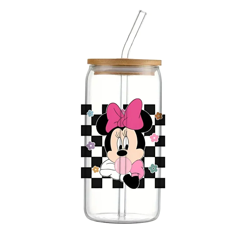 11x12cm Mini Disney Cartoon Mickey Minnie UV DTF Transfer Sticker Waterproof Transfers Decals For 16oz Glass Cup Wrap Stickers