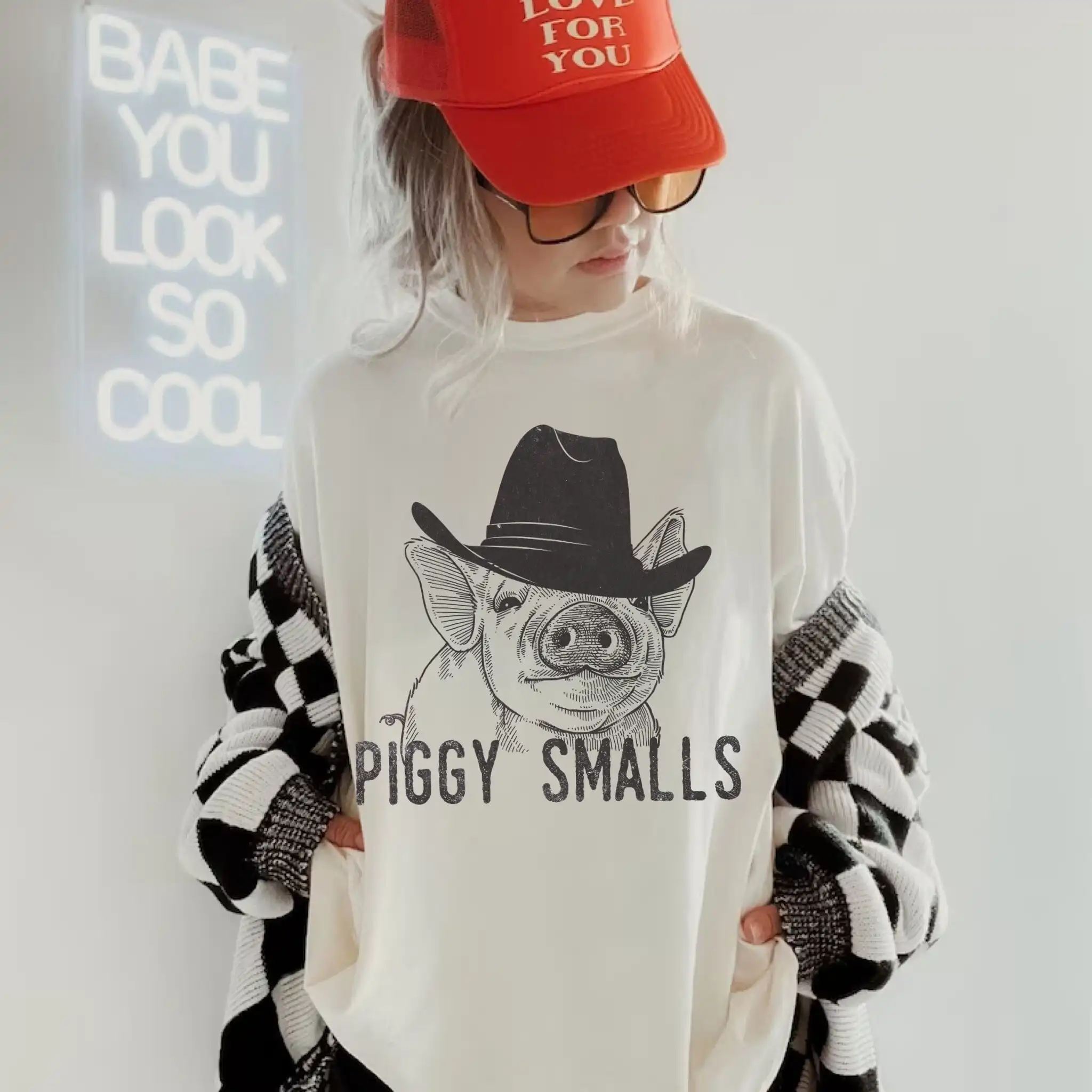 Piggy Smalls T Shirt Cowboy Cute Farm Oversized Country Music Funny Western Cowgirl