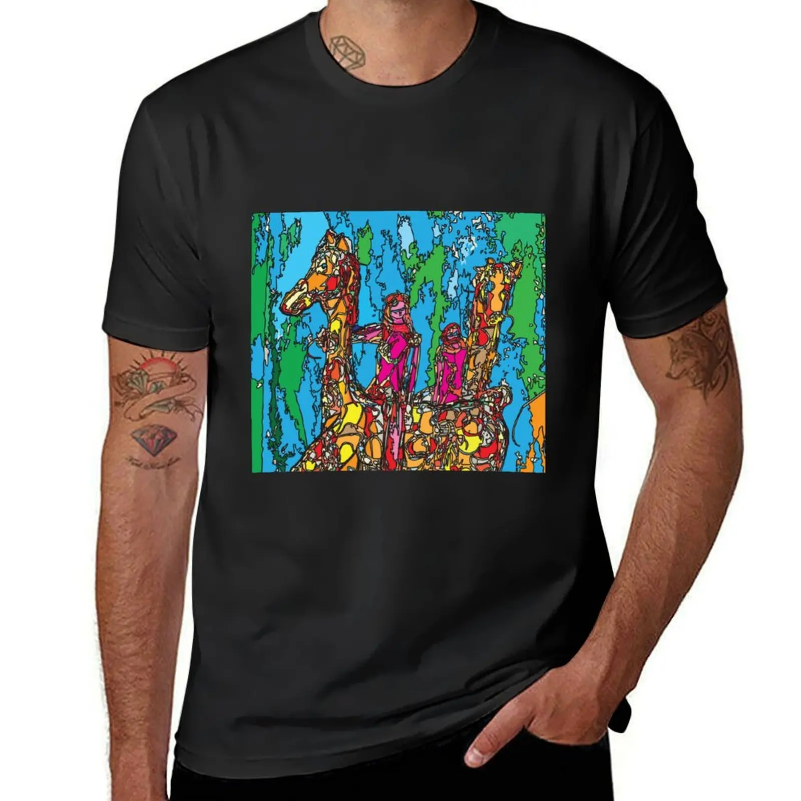 

GiraffeBack Riding Closeup,TeresaTown at Redbubble 2020 T-Shirt summer 2025 slim fit t shirts for men