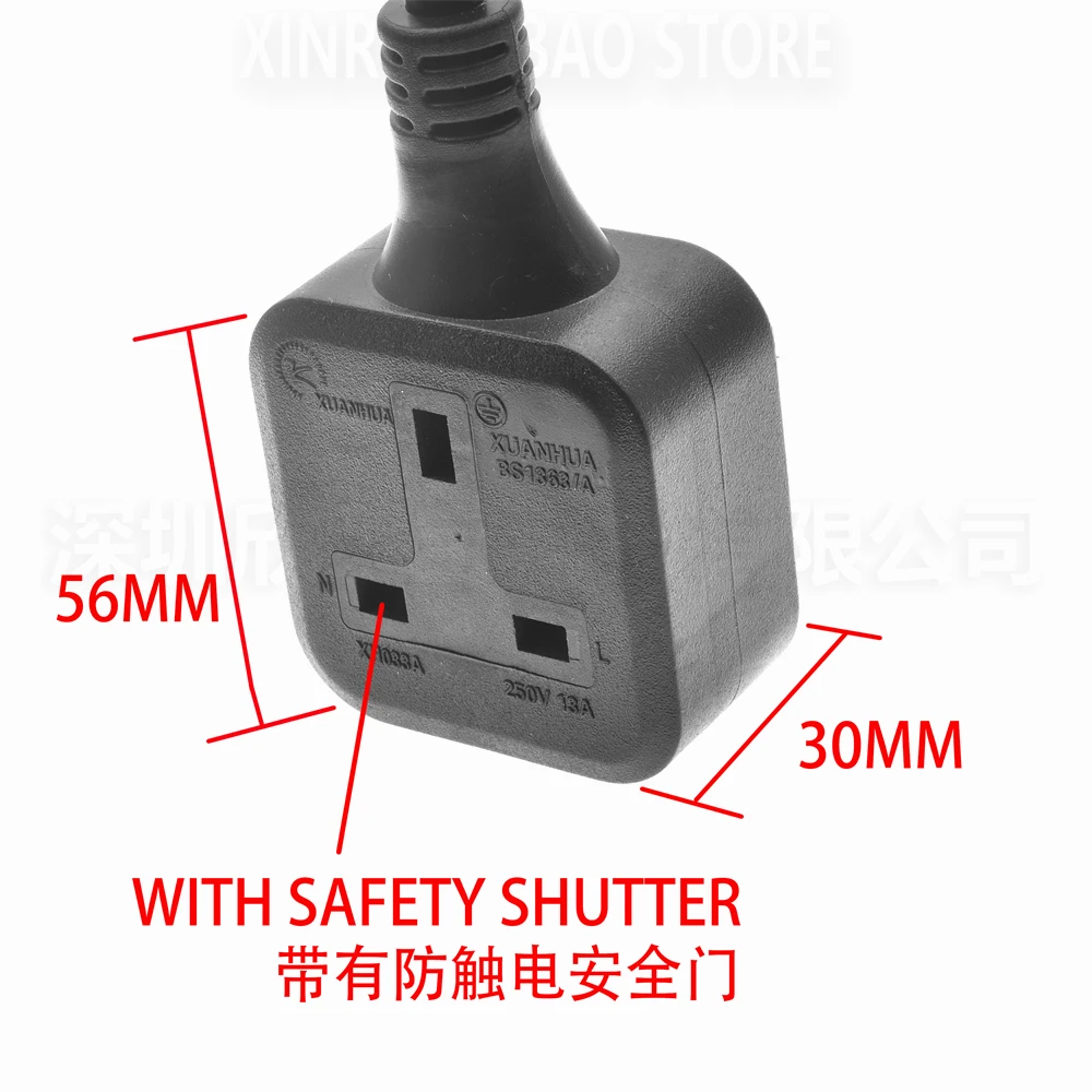 Singapore IEC C14 Male Plug to UK BS1363 Female Socket Power Adapter Cable 0.3m/06m Connect C13 PDU UPS Extension Cord 13A 250V*