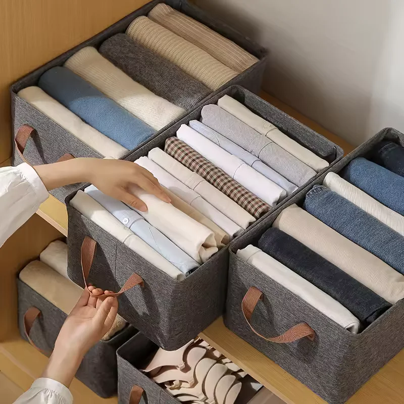 Organizador de Roupas, Caixa de Armazenamento para Calças, Jeans, Brinquedos, Lanches e Diversos, Caixa de Tecido Multifuncional para Cosméticos