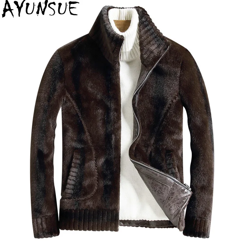 AYUNSUE, chaqueta de invierno de piel sintética de visón Para Hombre, ropa de alta calidad Para Hombre, prendas de vestir de invierno de moda Reversible Para Hombre, Casacas Para Hombre