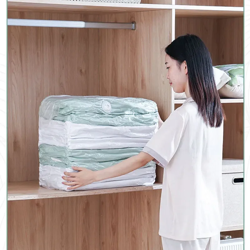 No Need Pump Vacuum Bags Large Plastic Storage Bags for Storing Clothes Blankets Compression Empty Bag Covers Travel Accessories