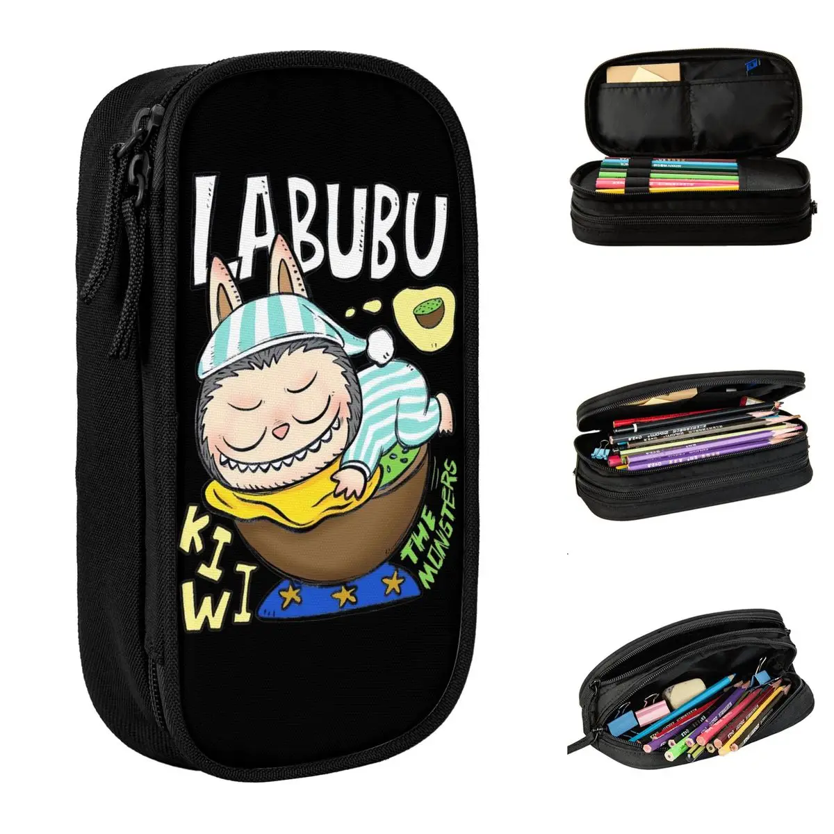 POP MART Labubu Sleep Cute Cartoon Popmart Pencil Case Pen Bags Student Big Capacity Students School Cosmetic Pencil Box