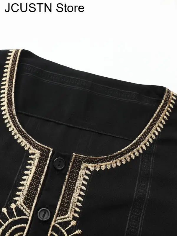 Kaftan Islami Pria Terbaru 2025 Lengan Pendek Bordir Pakaian Muslim Modern Busana Etnik Jubah Islami Gamis Ramadan Abaya