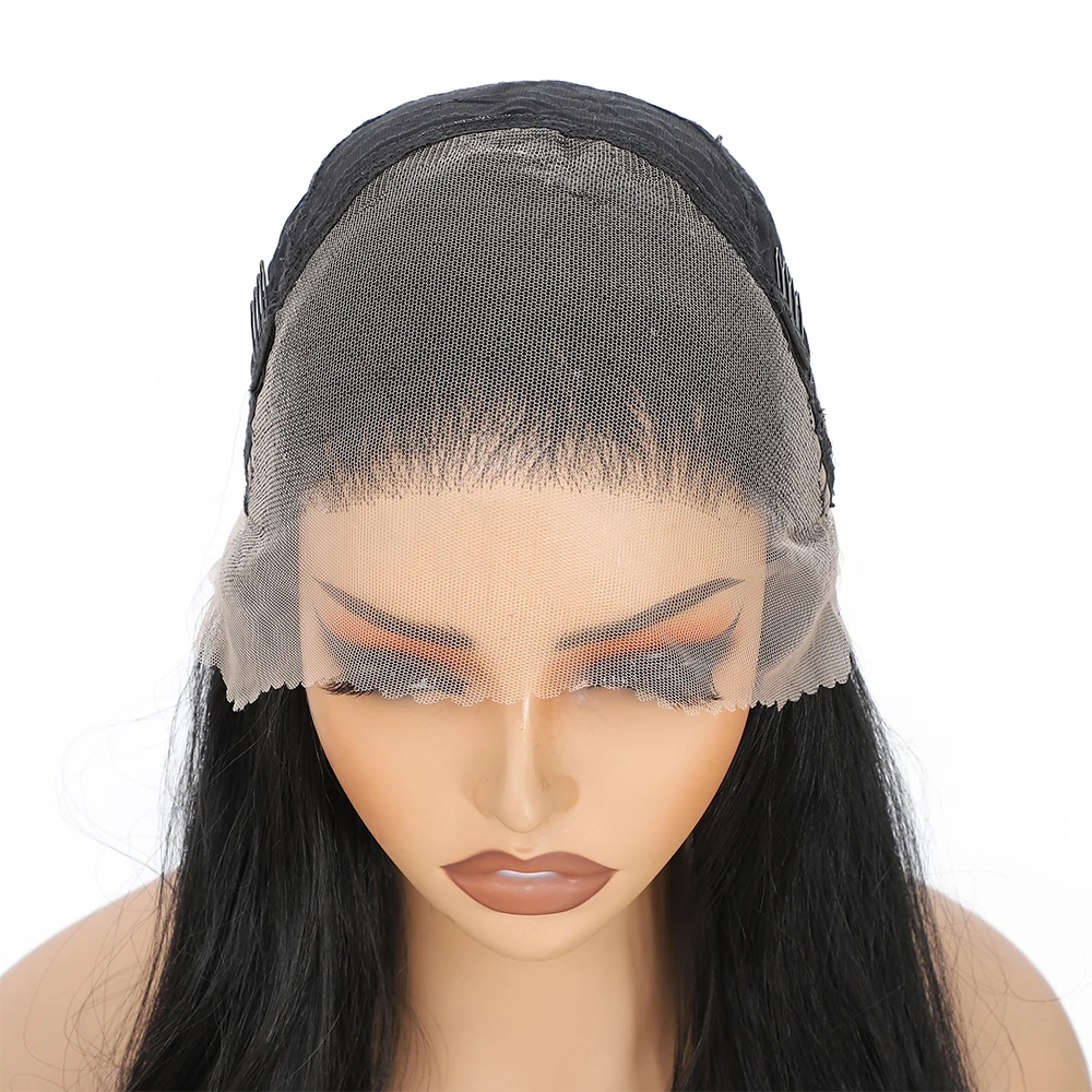 Perucas longas em camadas 13x4 perucas frontais de renda perucas de cabelo sintético com cabelo de bebê para mulheres 30 polegadas preto loiro 180 densidade