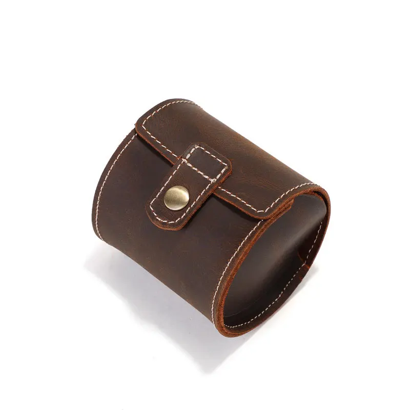 Watch Box 1-slots Cylindrical Retro Leather watch case Single Quartz Watch Mechanical Watch Storage Box Portable travel case