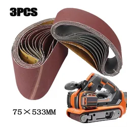 3PCS 75x533mm Sanding Belts 80-400Grit Abrasive Bands for 3x21'' Sanders File Sander Abrasive Tools Wood Soft Metal Polishing