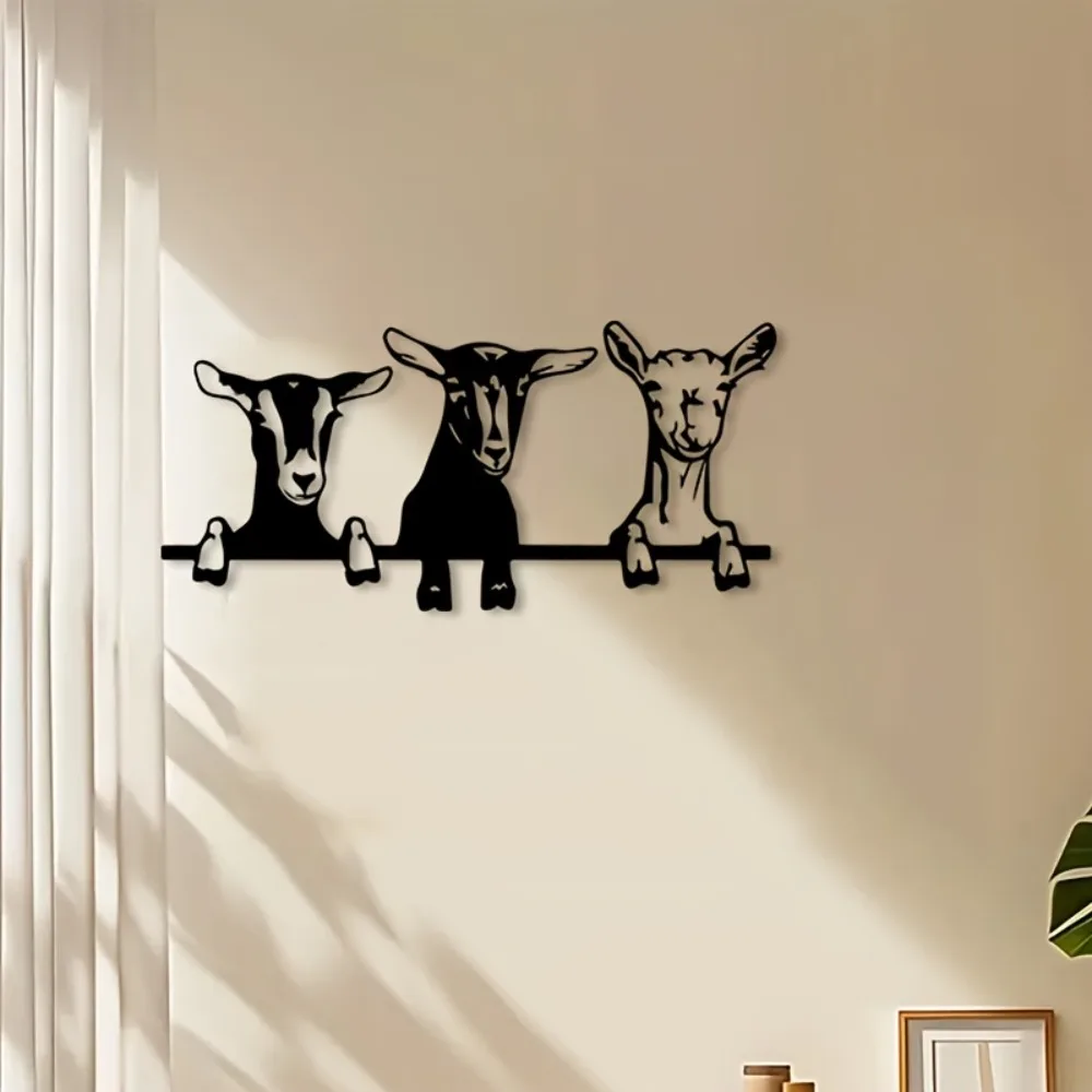 Goat Iron Wall Art Rustic Farm Animal Silhouette Metal Sculpture Living Room Farmhouse Countryside Rustproof Decor Gift Ornament