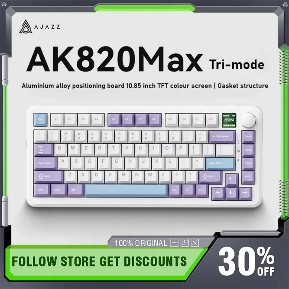 AJAZZ AK820MAX Magnetic Axis Tri-mode Mechanical Keyboard Gaming Wireless Wired Tri-mode Support RT Adjustable Key Range