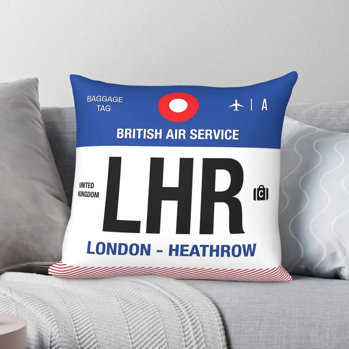 London Lhr Luggage Tag Airport Pillowcase Polyester Linen Velvet Creative Zip Decorative Pillow Case Car Cushion Cover