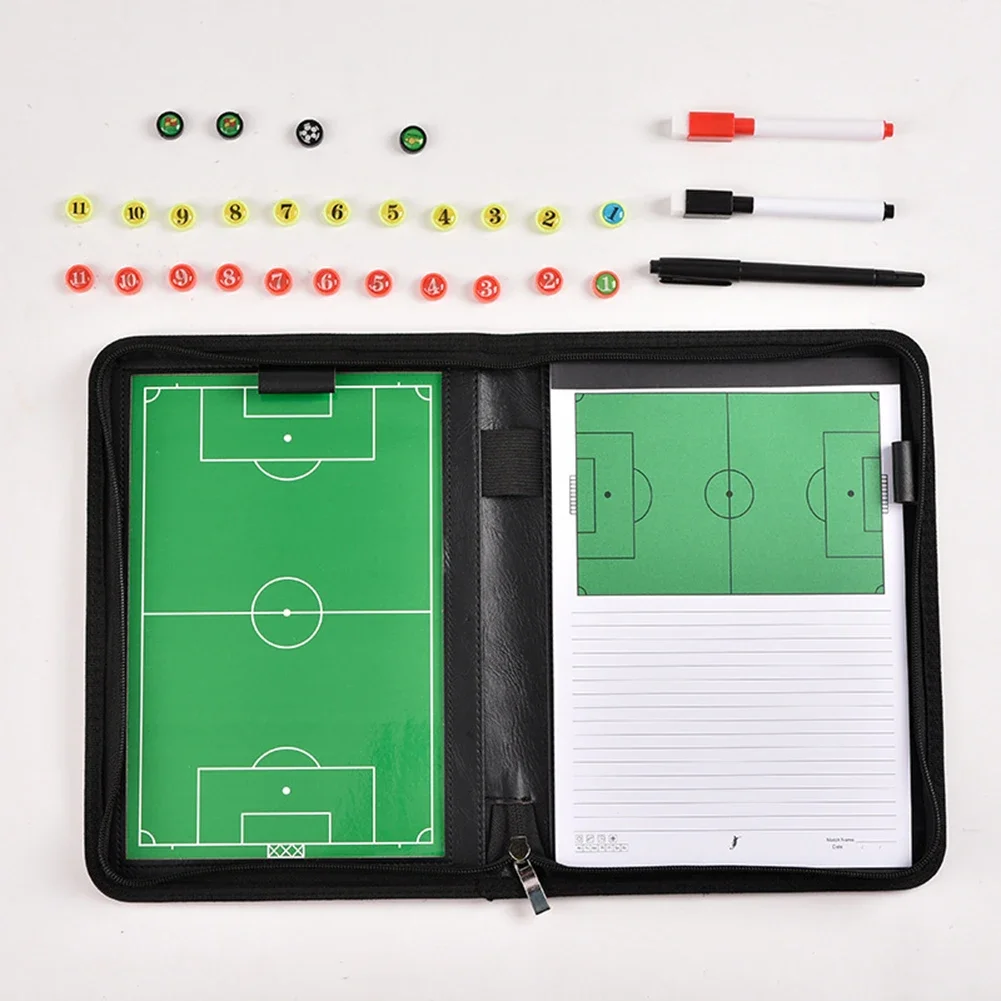 

1 комплект, футбольная тренерская доска 28x21 см, портативная тактическая доска на молнии с магнитными шахматными фигурами, аксессуар для футбольной тренировочной доски