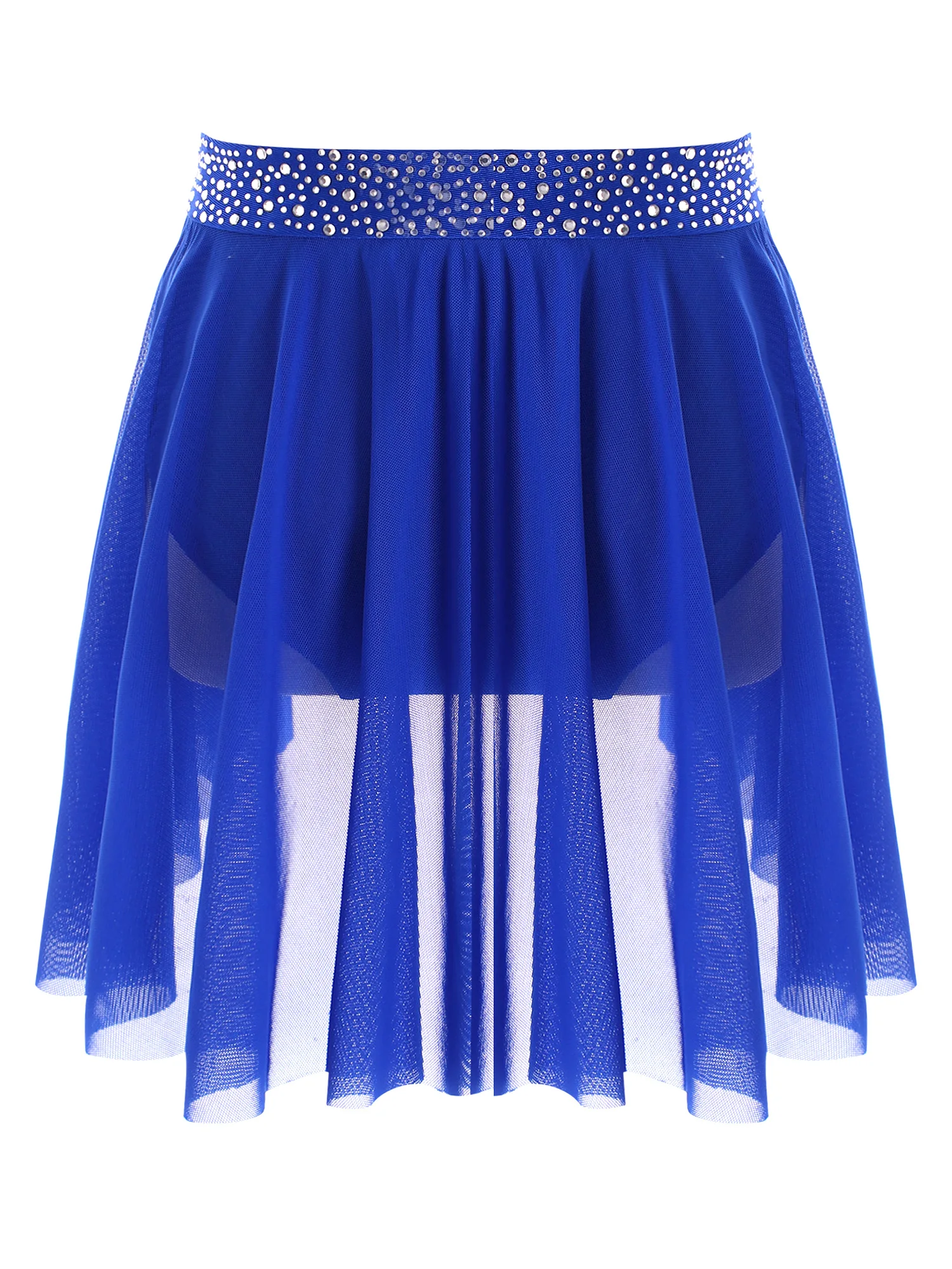 Ginnastica ritmica per ragazze Acrobazie Danza Pattinaggio di figura Costume Manica lunga Strass Crop Top con gonna a rete Vestito da balletto