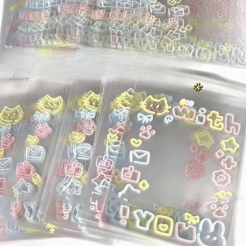 20/50/100 pcs Graffiti kitten self-adhesive bag, small card self sealing bag, packaging card gift bag, high appearance OPP bag