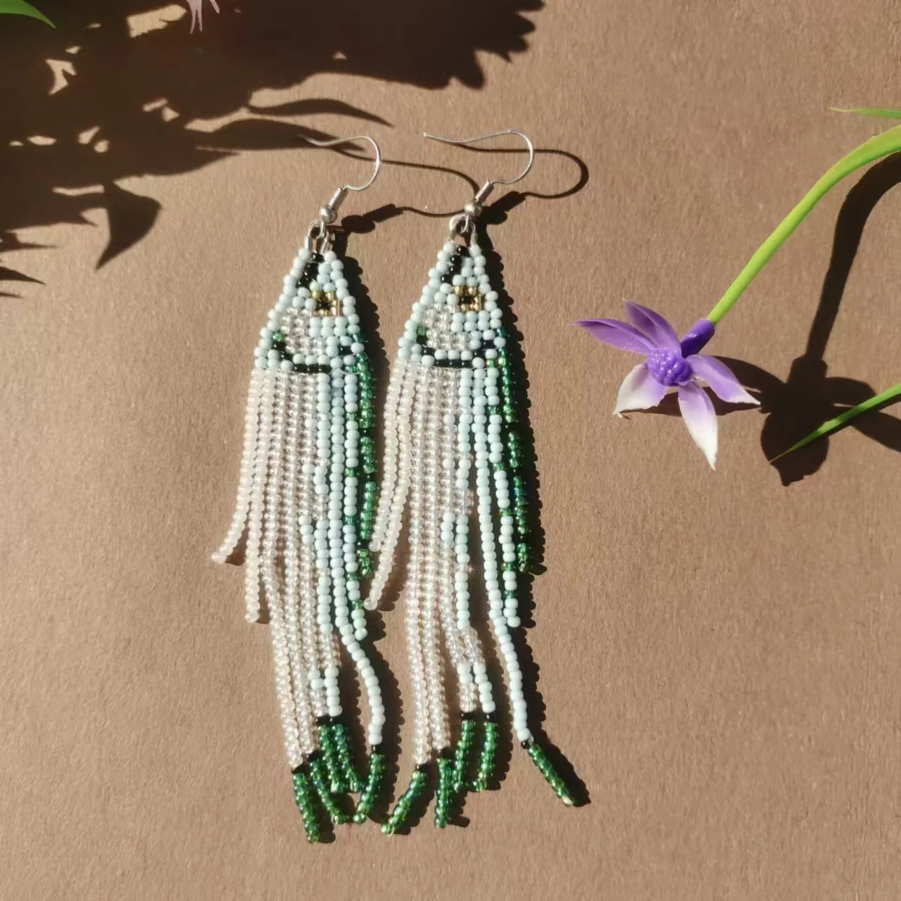Rice bead earrings Tassel Fish Originality Design Hand knitting Bohemia Alloy Fashion Simple Beaded earrings