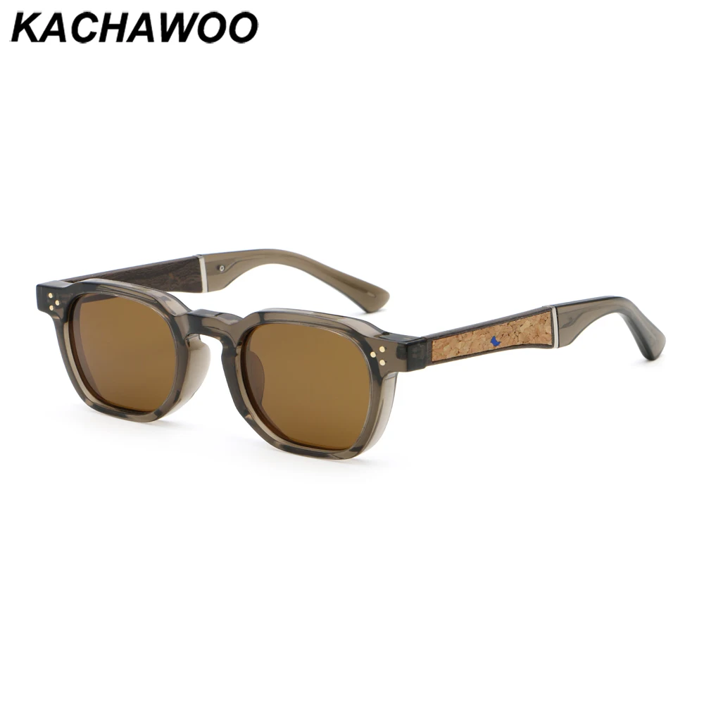 Kachawoo Square Polarized Sunglasses Women Brown Black Polygon Retro Sun Glasses for Men Trendy Outdoor Summer Shades Unisex