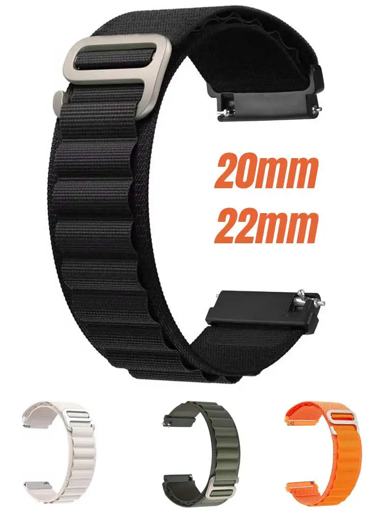 20 มม.22 มม.สําหรับ Samsung Galaxy Watch 4 5 6 7 เกียร์คลาสสิก S3 Active 2 ไนลอน loop correa สร้อยข้อมือ Amazfit GTS 2 3 4 mini Band